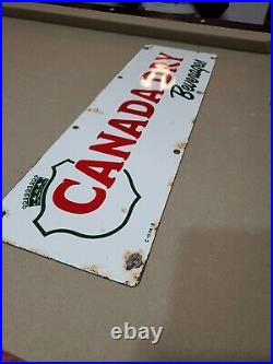 C. 1950s Original Vintage Canada Dry Beverages Sign Metal Porcelain Nehi Soda Gas