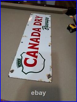 C. 1950s Original Vintage Canada Dry Beverages Sign Metal Porcelain Nehi Soda Gas