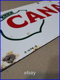 C. 1950s Original Vintage Canada Dry Beverages Sign Metal Porcelain Nehi Soda Gas