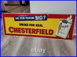 C. 1950s Original Vintage Chesterfield Cigarettes Sign Metal Embossed Tobacco BIG C. 1950s Original Vintage Chesterfield Cigarettes Sign Metal Embossed Tobacco BIG