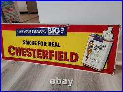 C. 1950s Original Vintage Chesterfield Cigarettes Sign Metal Embossed Tobacco BIG C. 1950s Original Vintage Chesterfield Cigarettes Sign Metal Embossed Tobacco BIG