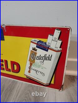 C. 1950s Original Vintage Chesterfield Cigarettes Sign Metal Embossed Tobacco BIG C. 1950s Original Vintage Chesterfield Cigarettes Sign Metal Embossed Tobacco BIG