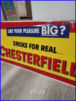 C. 1950s Original Vintage Chesterfield Cigarettes Sign Metal Embossed Tobacco BIG C. 1950s Original Vintage Chesterfield Cigarettes Sign Metal Embossed Tobacco BIG