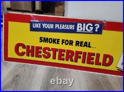 C. 1950s Original Vintage Chesterfield Cigarettes Sign Metal Embossed Tobacco BIG C. 1950s Original Vintage Chesterfield Cigarettes Sign Metal Embossed Tobacco BIG