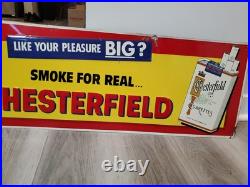 C. 1950s Original Vintage Chesterfield Cigarettes Sign Metal Embossed Tobacco BIG C. 1950s Original Vintage Chesterfield Cigarettes Sign Metal Embossed Tobacco BIG