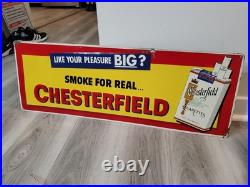 C. 1950s Original Vintage Chesterfield Cigarettes Sign Metal Embossed Tobacco BIG C. 1950s Original Vintage Chesterfield Cigarettes Sign Metal Embossed Tobacco BIG