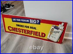 C. 1950s Original Vintage Chesterfield Cigarettes Sign Metal Embossed Tobacco BIG C. 1950s Original Vintage Chesterfield Cigarettes Sign Metal Embossed Tobacco BIG