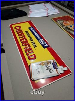 C. 1950s Original Vintage Chesterfield Cigarettes Sign Metal Embossed Tobacco BIG C. 1950s Original Vintage Chesterfield Cigarettes Sign Metal Embossed Tobacco BIG