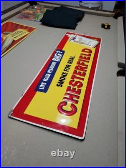 C. 1950s Original Vintage Chesterfield Cigarettes Sign Metal Embossed Tobacco BIG C. 1950s Original Vintage Chesterfield Cigarettes Sign Metal Embossed Tobacco BIG