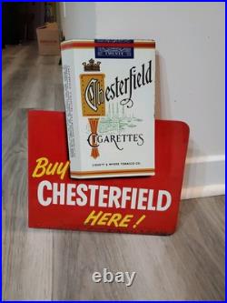 C. 1950s Original Vintage Chesterfield Cigarettes Sign Metal Embossed Tobacco BIG C. 1950s Original Vintage Chesterfield Cigarettes Sign Metal Embossed Tobacco BIG
