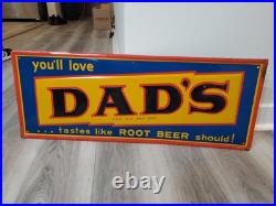 C. 1950s Original Vintage Dad's Rootbeer Sign Metal Embossed Old Fashioned Soda C. 1950s Original Vintage Dad's Rootbeer Sign Metal Embossed Old Fashioned Soda