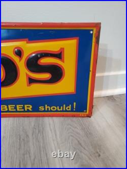 C. 1950s Original Vintage Dad's Rootbeer Sign Metal Embossed Old Fashioned Soda C. 1950s Original Vintage Dad's Rootbeer Sign Metal Embossed Old Fashioned Soda