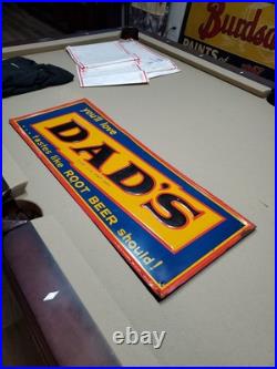 C. 1950s Original Vintage Dad's Rootbeer Sign Metal Embossed Old Fashioned Soda C. 1950s Original Vintage Dad's Rootbeer Sign Metal Embossed Old Fashioned Soda