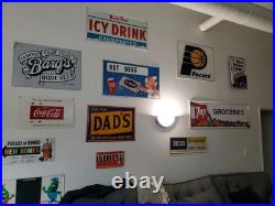 C. 1950s Original Vintage Dad's Rootbeer Sign Metal Embossed Old Fashioned Soda C. 1950s Original Vintage Dad's Rootbeer Sign Metal Embossed Old Fashioned Soda