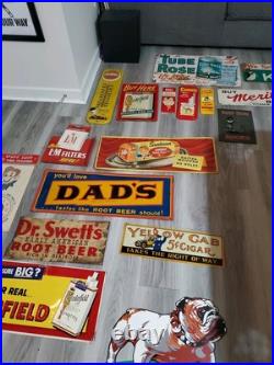 C. 1950s Original Vintage Dad's Rootbeer Sign Metal Embossed Old Fashioned Soda C. 1950s Original Vintage Dad's Rootbeer Sign Metal Embossed Old Fashioned Soda