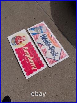 C. 1950s Original Vintage Dairy Queen Sign Raspberry Sundae DQ Fruity NOS Mint