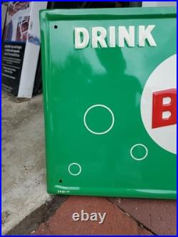 C. 1950s Original Vintage Drink Bubble Up Soda Sign Metal Embossed NOS MINT Kiss