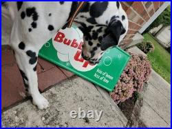 C. 1950s Original Vintage Drink Bubble Up Soda Sign Metal Embossed NOS MINT Kiss