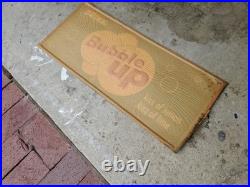 C. 1950s Original Vintage Drink Bubble Up Soda Sign Metal Embossed NOS MINT Kiss