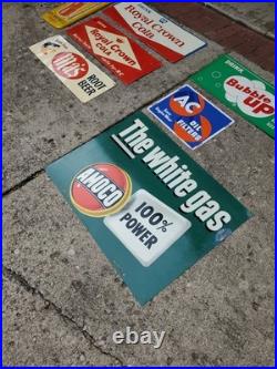 C. 1950s Original Vintage Drink Bubble Up Soda Sign Metal Embossed NOS MINT Kiss