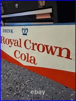 C. 1950s Original Vintage Drink Royal Crown Cola Sign Metal Embossed RC Nehi Soda