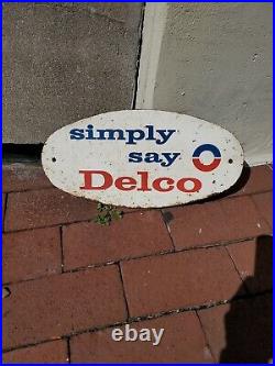 C. 1950s Original Vintage GM AC Delco Sign Metal Gas Oil Radio Batteries Service