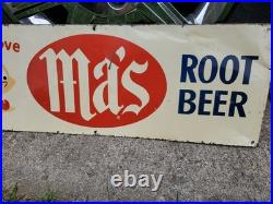 C. 1950s Original Vintage Ma's Root Beer Sign Metal Kids Love Boy Soda Gas Oil