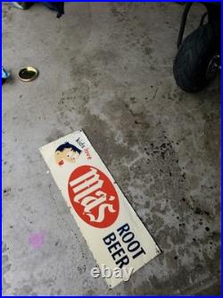 C. 1950s Original Vintage Ma's Root Beer Sign Metal Kids Love Boy Soda Gas Oil