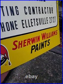 C. 1950s Original Vintage Sherwin Williams Paint Sign Metal Elletsville Indiana