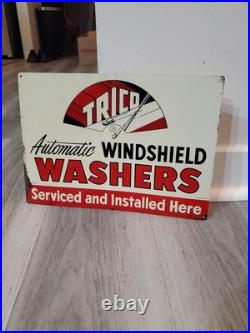 C. 1950s Original Vintage Trico Automatic Windshield Washer sign Metal Blades MCA C. 1950s Original Vintage Trico Automatic Windshield Washer sign Metal Blades MCA