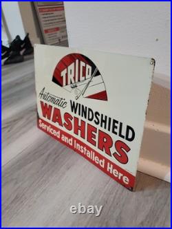 C. 1950s Original Vintage Trico Automatic Windshield Washer sign Metal Blades MCA C. 1950s Original Vintage Trico Automatic Windshield Washer sign Metal Blades MCA