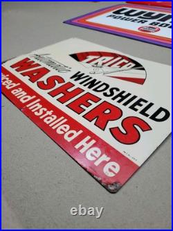 C. 1950s Original Vintage Trico Automatic Windshield Washer sign Metal Blades MCA C. 1950s Original Vintage Trico Automatic Windshield Washer sign Metal Blades MCA