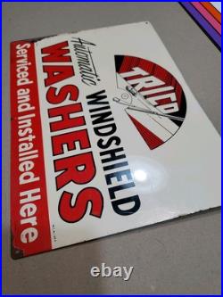 C. 1950s Original Vintage Trico Automatic Windshield Washer sign Metal Blades MCA C. 1950s Original Vintage Trico Automatic Windshield Washer sign Metal Blades MCA