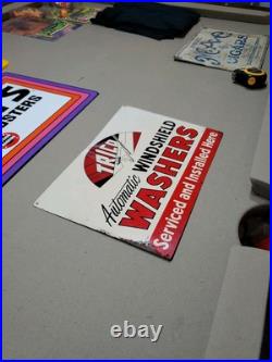 C. 1950s Original Vintage Trico Automatic Windshield Washer sign Metal Blades MCA C. 1950s Original Vintage Trico Automatic Windshield Washer sign Metal Blades MCA