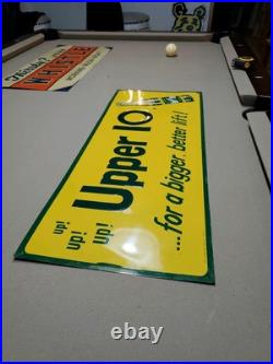 C. 1950s Original Vintage Upper 10 Soda Sign Metal Embossed King Size Better Lift