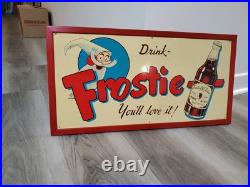 C. 1950s Original Vintage Upper 10 Soda Sign Metal Embossed King Size Better Lift