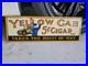 C-1950s-Original-Vintage-Yellow-Cab-Cigars-Sign-Metal-Embossed-5c-Taxi-Tobacco-01-roy