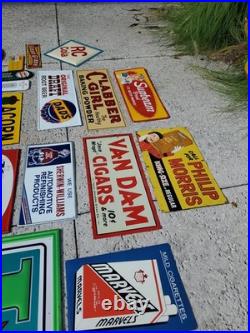 C. 1950s Original Vintage Yellow Cab Cigars Sign Metal Embossed 5c Taxi Tobacco