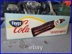 C. 1950s Original Vintage Yellow Cab Cigars Sign Metal Embossed 5c Taxi Tobacco