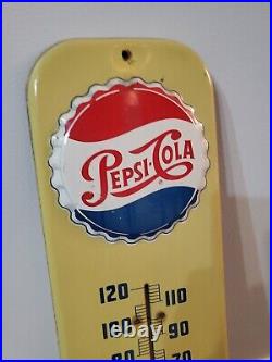 C. 1955 Original Vintage Pepsi Cola Sign Metal Thermometer Works! Soda Gas Oil