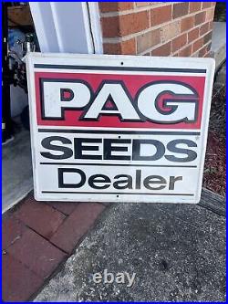 C. 1960 Pag Seeds Dealer Embossed Metal Sign Original Vintage
