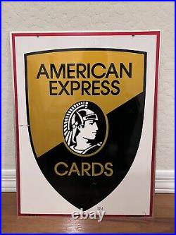 C. 1960s Original Vintage American Express Cards Metal Sign Double Sided