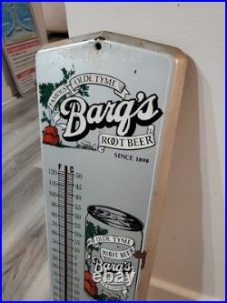 C. 1960s Original Vintage Drink Barq's Root Beer Sign Metal Thermometer Reach Out C. 1960s Original Vintage Drink Barq's Root Beer Sign Metal Thermometer Reach Out