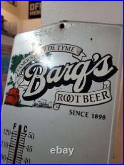C. 1960s Original Vintage Drink Barq's Root Beer Sign Metal Thermometer Reach Out C. 1960s Original Vintage Drink Barq's Root Beer Sign Metal Thermometer Reach Out