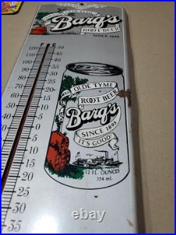 C. 1960s Original Vintage Drink Barq's Root Beer Sign Metal Thermometer Reach Out C. 1960s Original Vintage Drink Barq's Root Beer Sign Metal Thermometer Reach Out