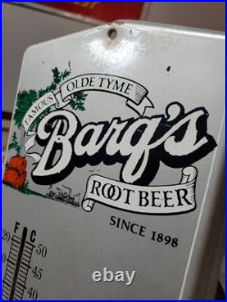 C. 1960s Original Vintage Drink Barq's Root Beer Sign Metal Thermometer Reach Out C. 1960s Original Vintage Drink Barq's Root Beer Sign Metal Thermometer Reach Out
