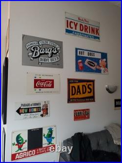 C. 1960s Original Vintage Drink Barq's Root Beer Sign Metal Thermometer Reach Out C. 1960s Original Vintage Drink Barq's Root Beer Sign Metal Thermometer Reach Out