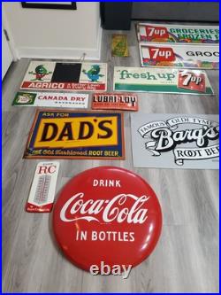 C. 1960s Original Vintage Fresh Up With 7 Up Sign Metal Embossed Bubbles Coke