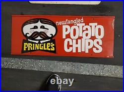C. 1960s Original Vintage Pringles Potato Chips Sign Metal Rack Topper Grocery
