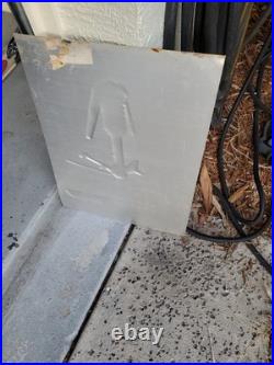 C. 1970s Original Vintage Monroe Shocks Sign Metal Embossed VW Beetle Gas Oil